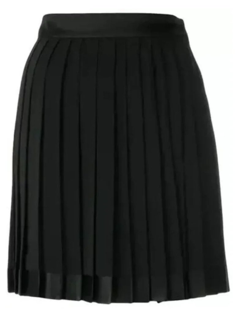 Nwt Versace Tribute Black Pleated Mini Skirt High Waisted 100% Silk 38,42,44,46